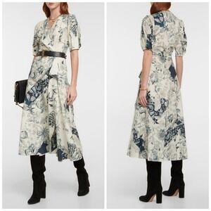 ETRO‎ Nautical Paisley Faux Wrap Midi Dress Size 14 (46) Made in Italy $1870